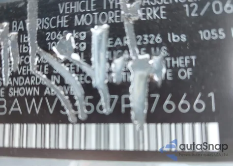 2007 BMW 328Xi from USA, damaged, VIN WBAWV53567P076661